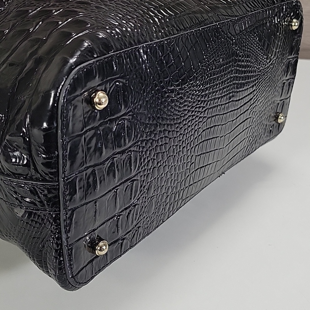 Brahmin Black Croc-Embossed Leather Tote Bag - Stylish Women's Handbag - Picture 6 of 15